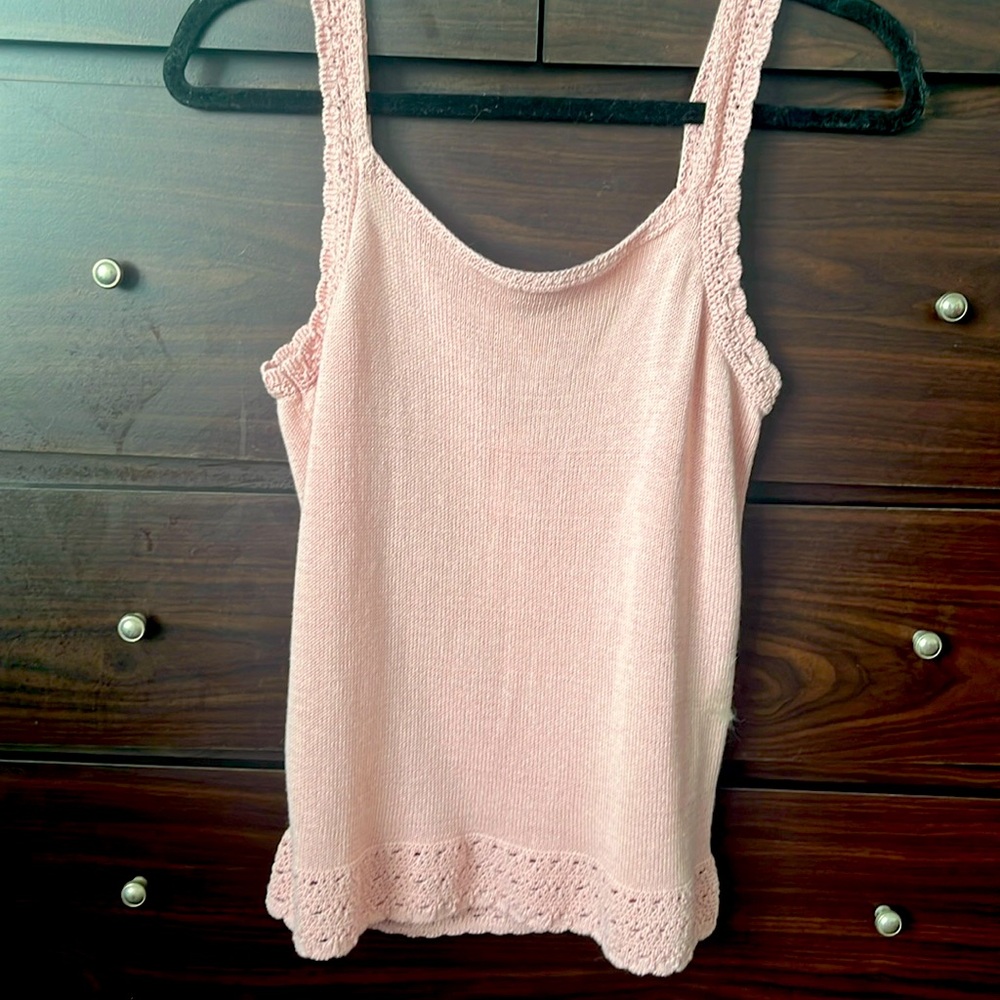 LOFT Pink Macrame Top